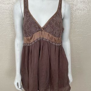 Johnny Was Embroidered Silk Sleeveless Tunic Blouse Med